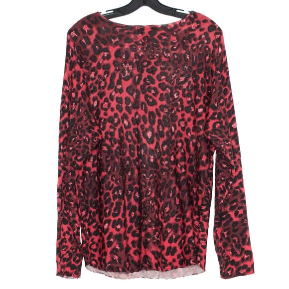 NWT Sweater Cashmere Blend Leopard Y2K Casual Preppy Cottage Dark Academia Large - Picture 2 of 5